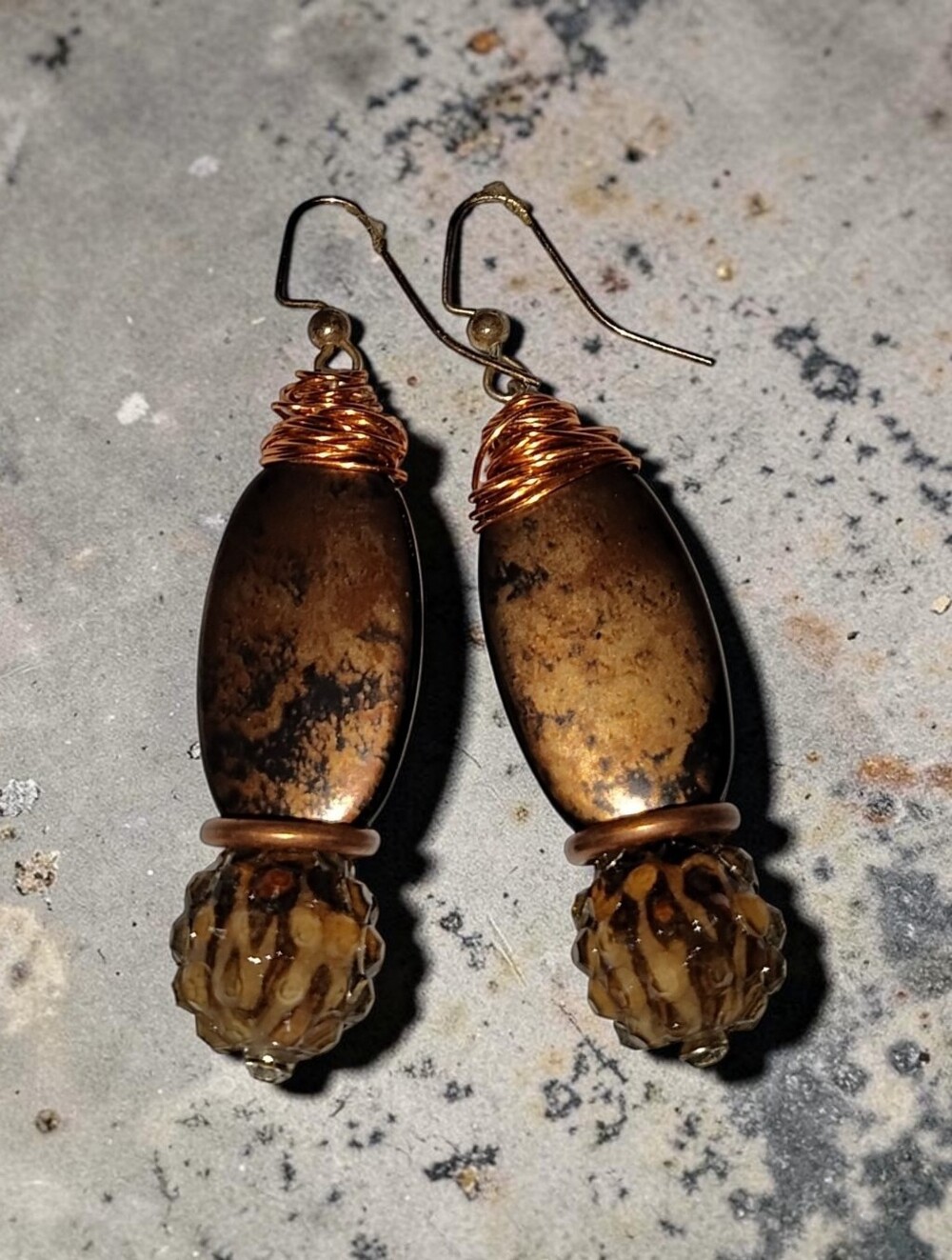 Brown and Copper Drop Earrings - Women Jewelry